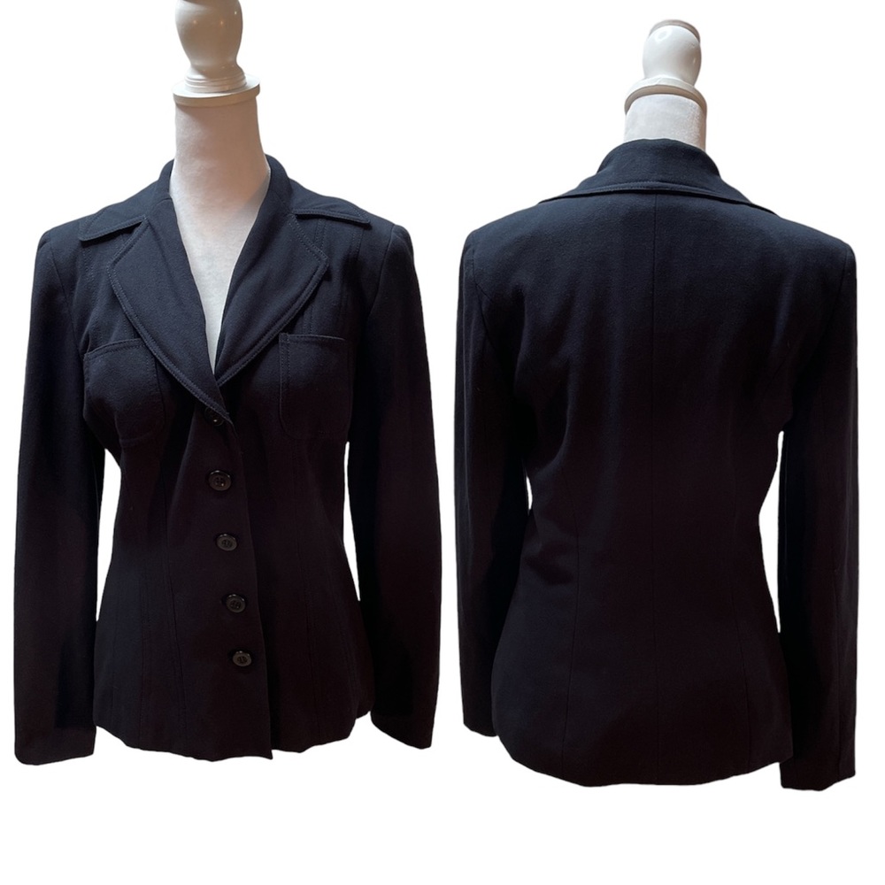 Larry Levine Essentials Navy Blue Woman's Long Sleeve Blazer Jacket Size 2